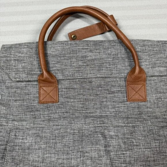 Tracker Laptop Tote Messenger Bag Gray Heather Brown Shoulder Strap Crossbody - Picture 9 of 13